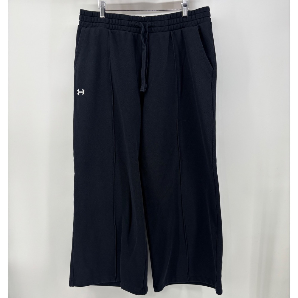 Under Armour Rival Fleece Textured Wide Leg Sweatpants Women XL Black